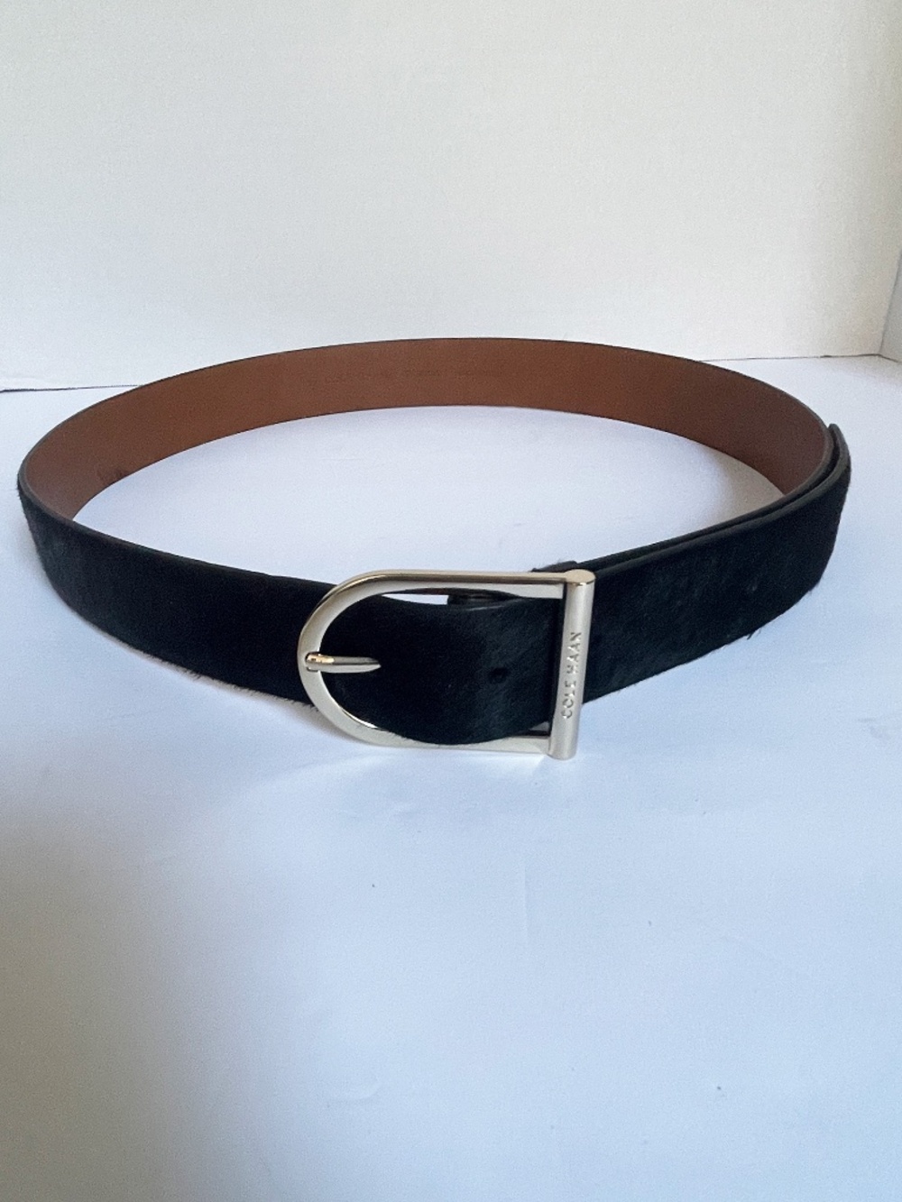 Cole Haan Women Black Leather Cowhide Belt S SM